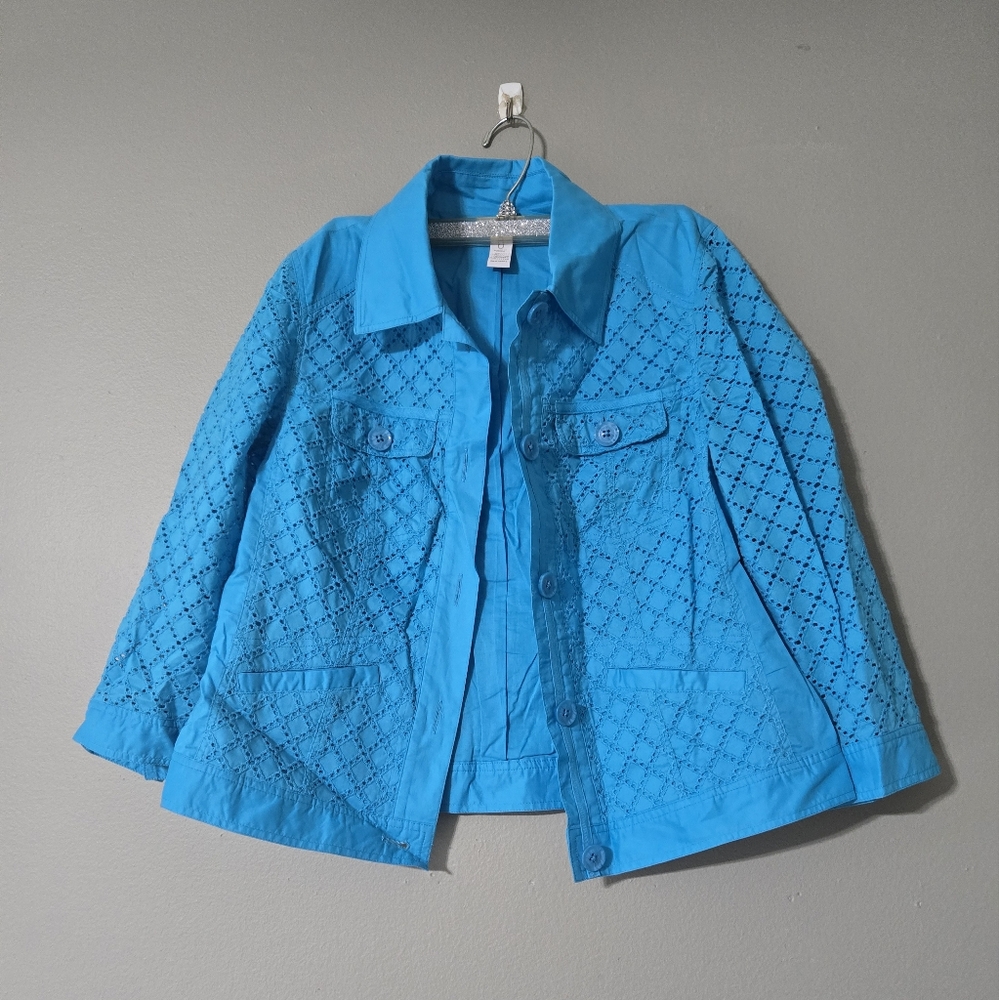 Chico's Blue Eyelet Jacket
